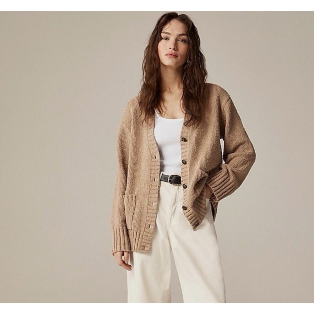 J Crew Marina V-Neck Cardigan Womens Large CM461 Pebble Shore